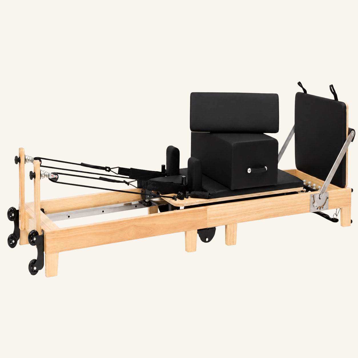 Studio — Massieve Pilates Reformer in rubberhout en esdoorn