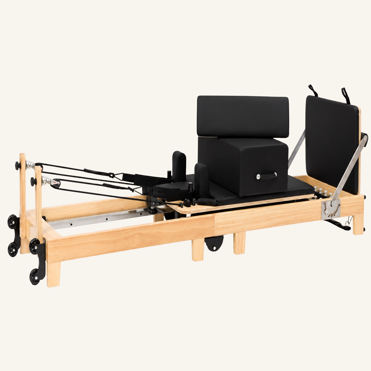 Studio — Massieve Pilates Reformer in rubberhout en esdoorn