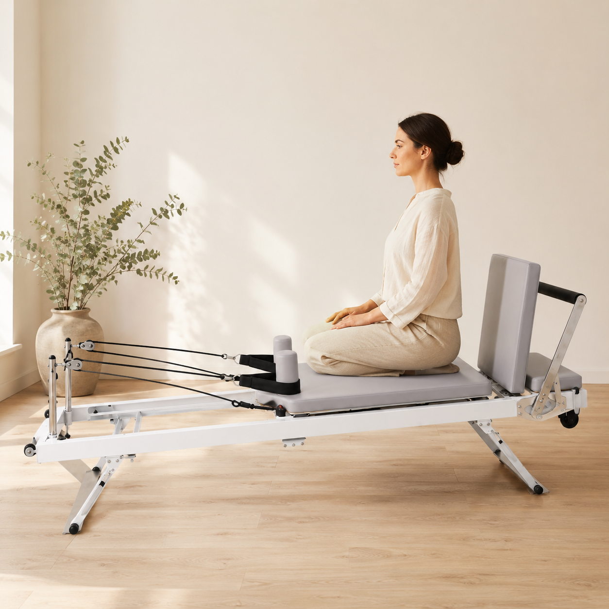 Compact — Opvouwbare Pilates Reformer in metaal